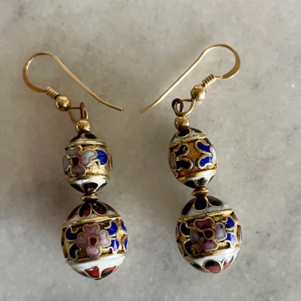 Vintage Cloisonne Earrings